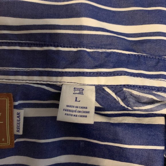 Scotch + Soda Amsterdams Blauw long sleeve button up in blue/white stripe - Picture 2 of 4